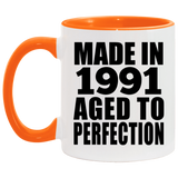 33rd Birthday Made In 1991 Aged to Perfection - 11oz Accent Mug Orange