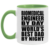 Biomedical Engineer By Day World's Best Dad By Night - 11oz Accent Mug Green