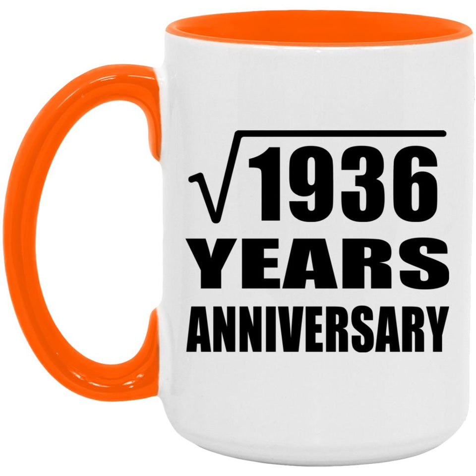 44th Anniversary Square Root of 1936 Years Anniversary - 15oz Accent Mug Orange