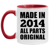 10th Birthday Made in 2014 All Parts Original - 11oz Accent Mug Red