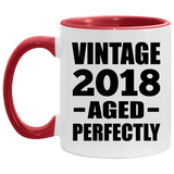 6th Birthday Vintage 2018 Aged Perfectly - 11oz Accent Mug Red