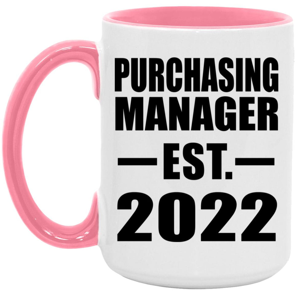 Purchasing Manager Established EST. 2022 - 15oz Accent Mug Pink