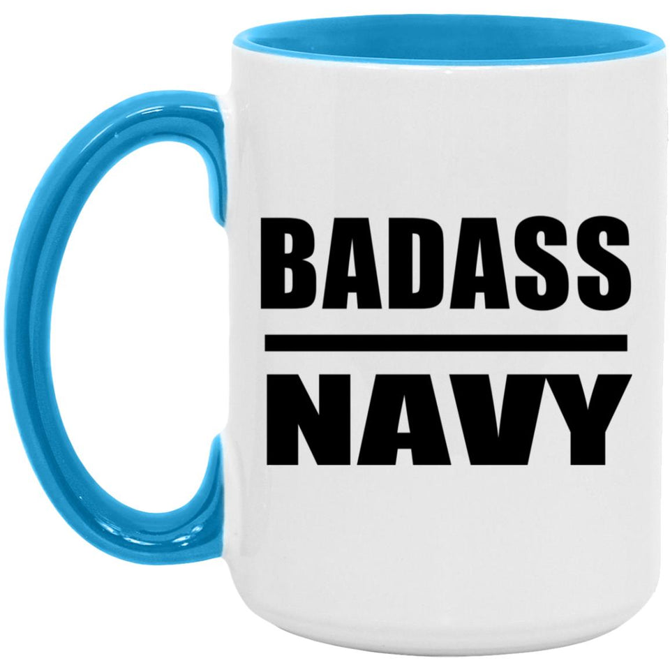 Badass Navy - 15oz Accent Mug Blue