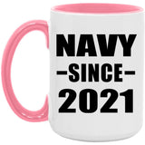 Navy Since 2021 - 15oz Accent Mug Pink