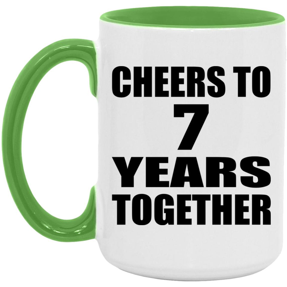 7th Anniversary Cheers To 7 Years Together - 15oz Accent Mug Green