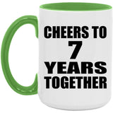 7th Anniversary Cheers To 7 Years Together - 15oz Accent Mug Green