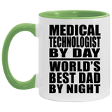Medical Technologist By Day World's Best Dad By Night - 11oz Accent Mug Green