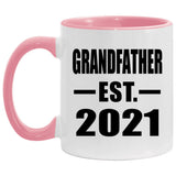 Grandfather Established EST. 2021 - 11oz Accent Mug Pink