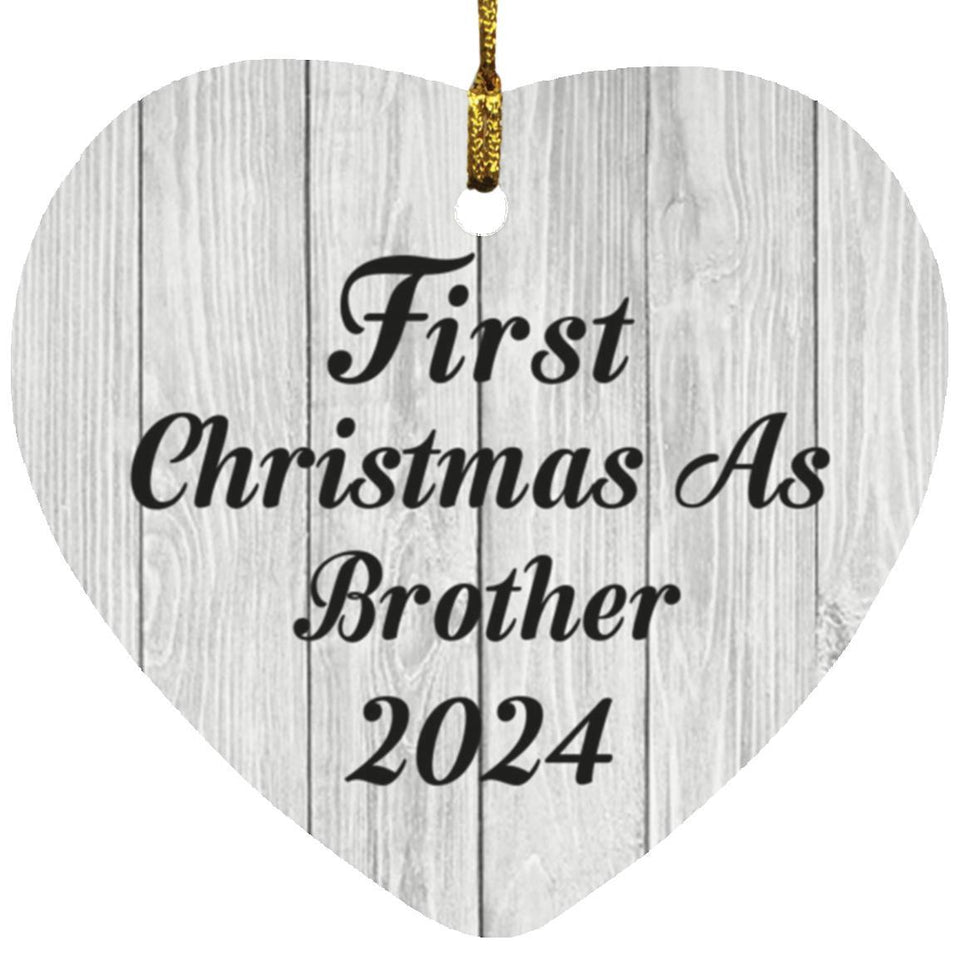 First Christmas As Brother 2024 - Heart Ornament F