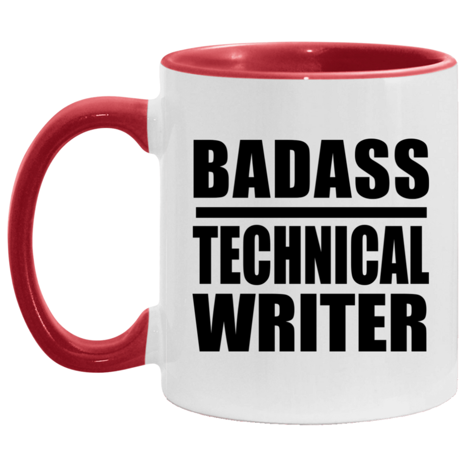 Badass Technical Writer - 11oz Accent Mug Red