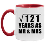 11th Anniversary Square Root of 121 Years As Mr & Mrs - 11oz Accent Mug Red