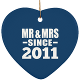 13th Anniversary Mr & Mrs Since 2011 - Heart Ornament
