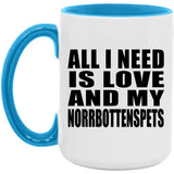 All I Need Is Love And My Norrbottenspets - 15oz Accent Mug Blue