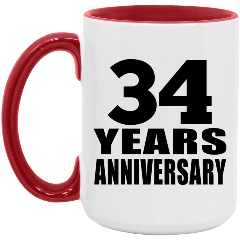 34th Anniversary 34 Years - 15oz Accent Mug Red