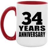34th Anniversary 34 Years - 15oz Accent Mug Red