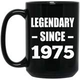 49th Birthday Legendary Since 1975 - 15oz Coffee Mug Black