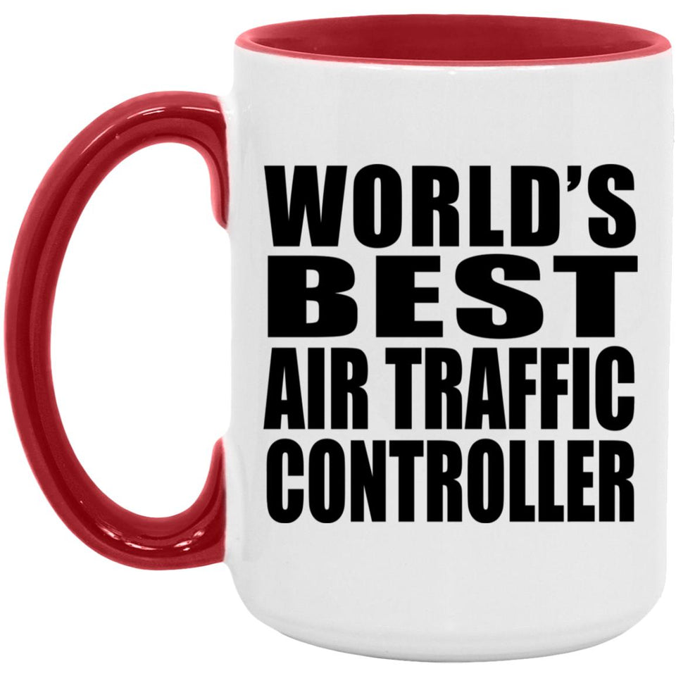 World's Best Air Traffic Controller - 15oz Accent Mug Red