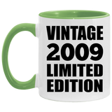 15th Birthday Vintage 2009 Limited Edition - 11oz Accent Mug Green