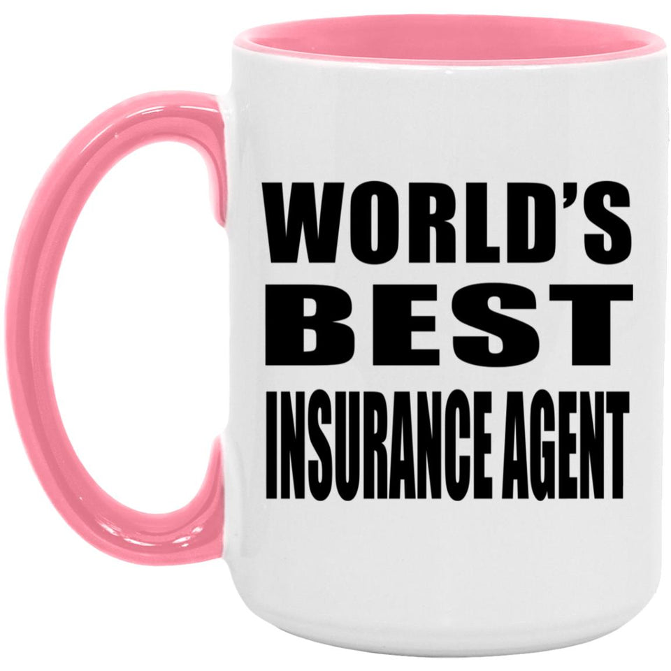 World's Best Insurance Agent - 15oz Accent Mug Pink