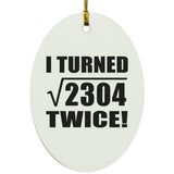 96th Birthday I Turned Square Root of 2304 Twice - Oval Ornament