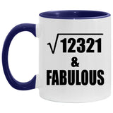 111th Birthday Square Root of 12321 & Fabulous - 11oz Accent Mug Purple