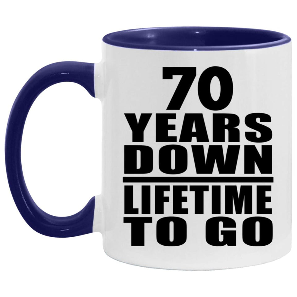70th Anniversary 70 Years Down Lifetime To Go - 11oz Accent Mug Purple