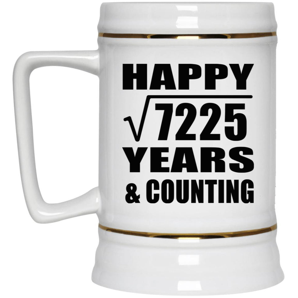 Happy 85th Anniversary Square Root of 7225 Years & Counting - Beer Stein