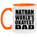 Nathan World's Okayest Dad - 11oz Accent Mug Orange
