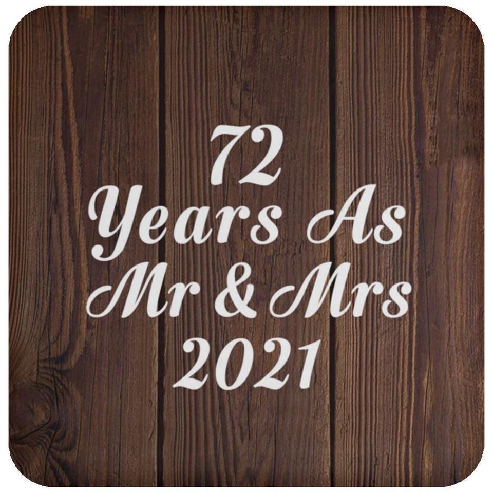 72nd Anniversary 72 Years As Mr & Mrs 2021 - Drink Coaster D
