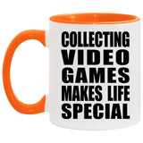 Collecting Video Games Makes Life Special - 11oz Accent Mug Orange