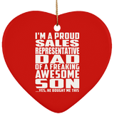 Proud Sales Representative Dad Of Awesome Son - Heart Ornament