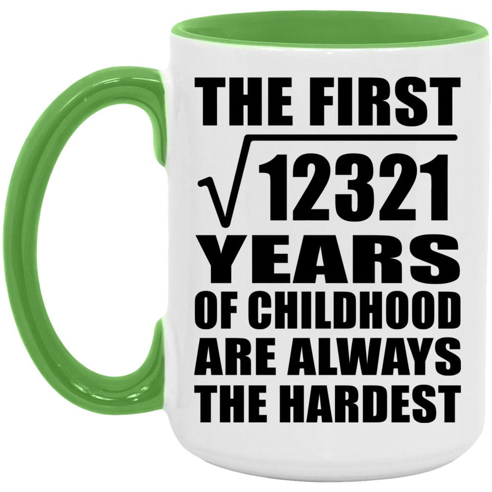 111th Birthday Square Root of 12321 Years of Childhood - 15oz Accent Mug Green