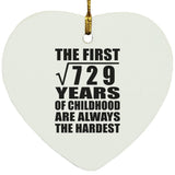 27th Birthday Square Root of 729 Years of Childhood - Heart Ornament
