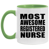 Most Awesome Registered Nurse - 11oz Accent Mug Green