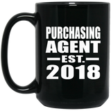 Purchasing Agent Established EST. 2018 - 15 Oz Coffee Mug Black