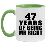 47th Anniversary 47 Years Of Being Mr Right - 11oz Accent Mug Green