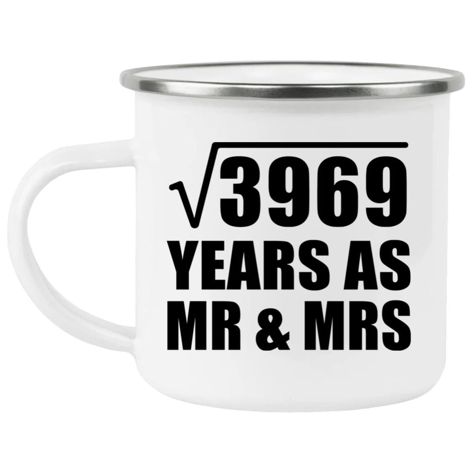 63rd Anniversary Square Root of 3969 Years As Mr & Mrs - 12oz Camping Mug