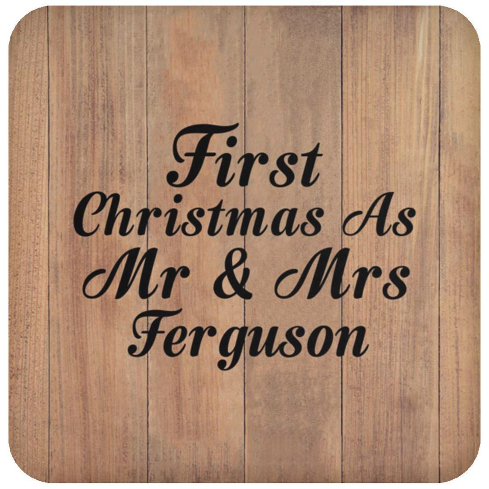 First Christmas As Mr & Mrs Ferguson - Drink Coaster C