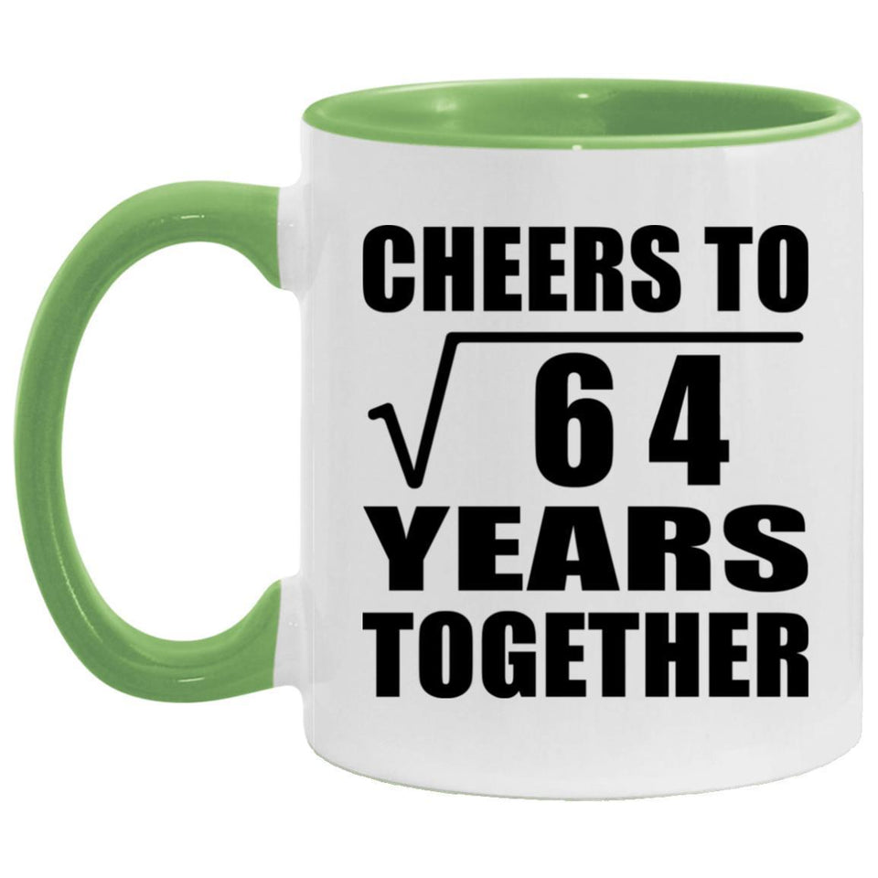 8th Anniversary Cheers To Square Root of 64 Years Together - 11oz Accent Mug Green