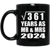 19th Anniversary Square Root of 361 Years As Mr & Mrs 2024 - 11oz Coffee Mug Black