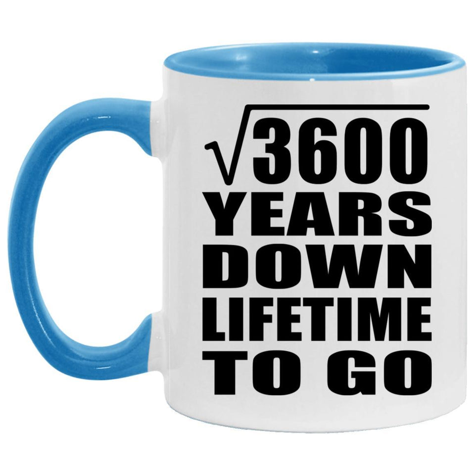 60th Anniversary Square Root of 3600 Years Lifetime To Go - 11oz Accent Mug Blue
