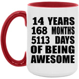 14th Birthday 14 Years 168 Months 5113 Days Of Awesome - 15oz Accent Mug Red