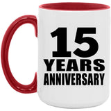 15th Anniversary 15 Years - 15oz Accent Mug Red
