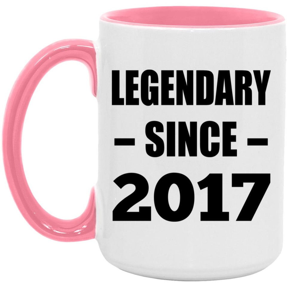 7th Birthday Legendary Since 2017 - 15oz Accent Mug Pink