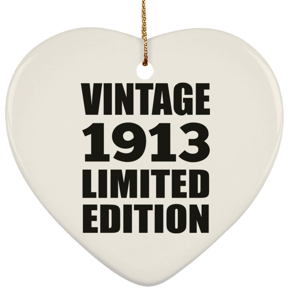 111th Birthday Vintage 1913 Limited Edition - Heart Ornament