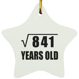 29th Birthday Square Root of 841 Years Old - Star Ornament