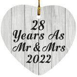 28th Anniversary 28 Years As Mr & Mrs 2022 - Heart Ornament F