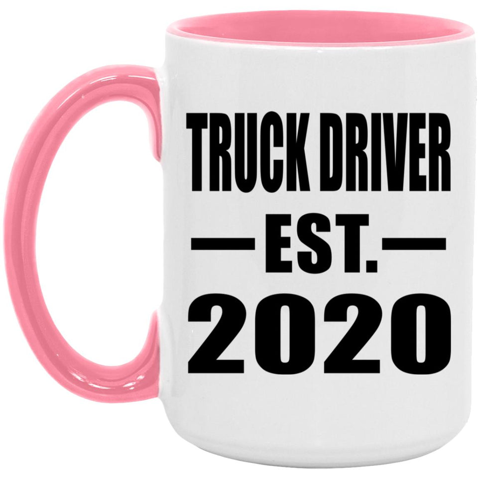 Truck Driver Established EST. 2020 - 15oz Accent Mug Pink