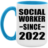 Social Worker Since 2022 - 15oz Accent Mug Blue