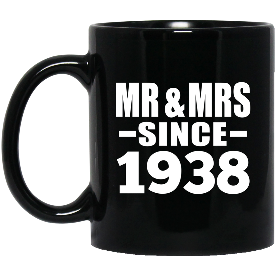86th Anniversary Mr & Mrs Since 1938 - 11 Oz Coffee Mug Black